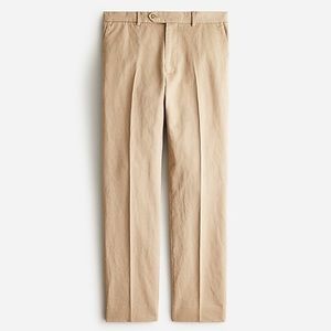 Garment-dyed cotton-linen chino suit pant